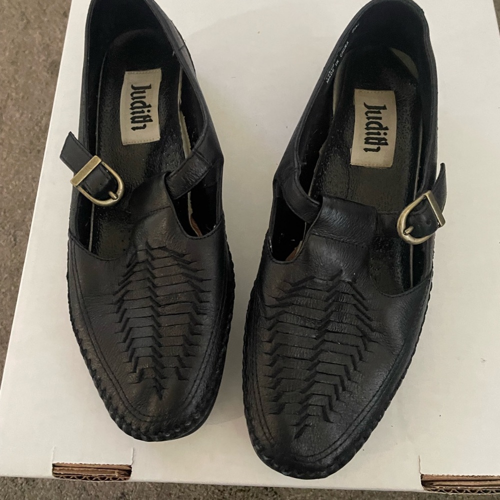 Black Leather women’s shoes rockabilly style 8 m